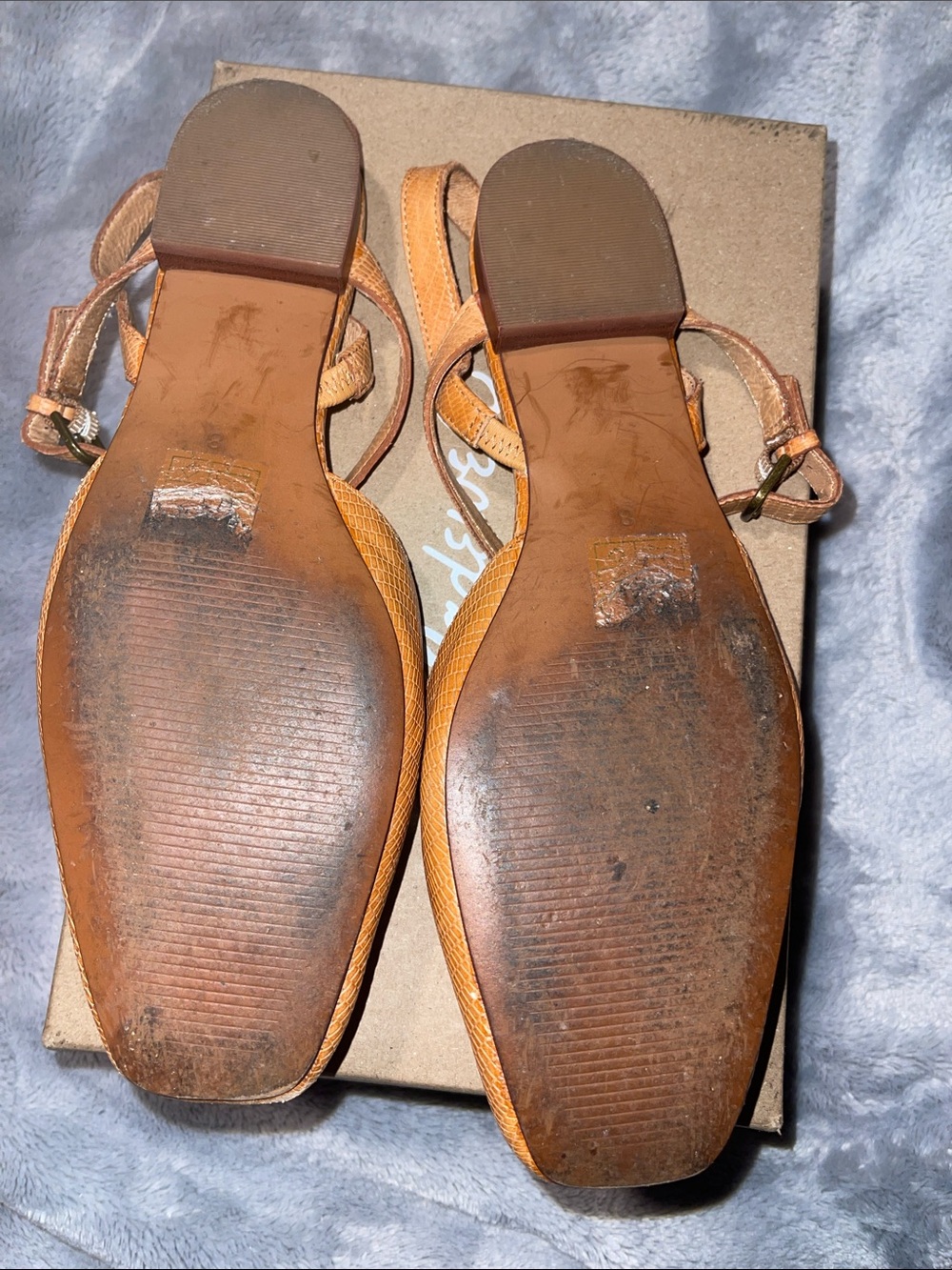 Madewell Tan Croc-Embossed Slingback Flats - Picture 8 of 9